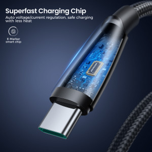 Кабел за зареждане и данни с оплетка JOYROOM Pioneer SA31-AC6 USB Type A към USB Type C 100W 1.2m черен - Img 13