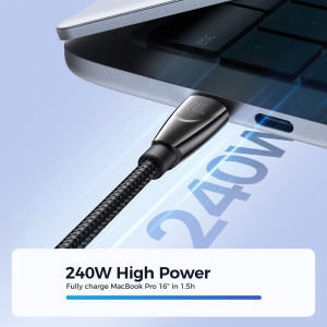 Кабел за зареждане и данни с оплетка JOYROOM Pioneer SA31-CC5 USB Type C към USB Type C 240W 1.2m черен - Img 16