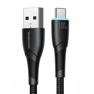 Кабел за зареждане и данни с оплетка JOYROOM Starry SA32-AC6 USB Type A към USB Type C 100W 1m черен - Img 6
