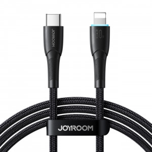Кабел за зареждане и данни с оплетка JOYROOM Starry SA32-CL3 USB Type C към Lightning 30W 1m черен - Img 1