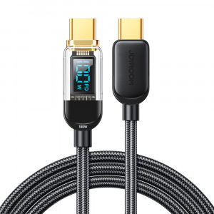 Кабел за зареждане и данни с оплетка JOYROOM USB Type C към USB Type C 100Wс бързо зареждане 1.2m черен (S-CC100A4) - Img 1
