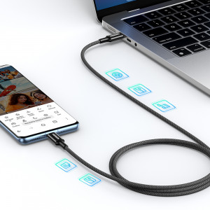 Кабел за зареждане и данни с оплетка UGREEN US557 USB Type C към USB Type C Power Delivery 100W 1m черен - Img 2