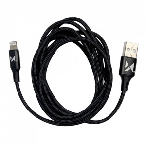 Кабел за зареждане и данни с оплетка WOZINSKY USB Type A към Lightning 2.4A 1m черен (WUC-L1B) - Img 4
