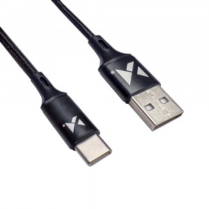 Кабел за зареждане и данни с оплетка WOZINSKY USB Type A към USB Type C 2.4A 2m черен(WUC-C2B) - Img 4