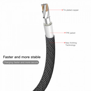 Кабел за зареждане и данни с текстилна оплетка BASEUS Yiven USB Type A към Lightning 1.8m (CALYW-A01) черен - Img 7