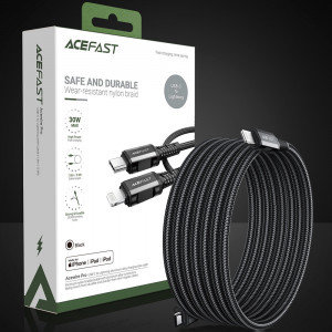Кабел за зареждане и данни ACEFAST MFI USB Type C към Lightning 1.8m 30W 3A черен (C4-01 C черен) - Img 13