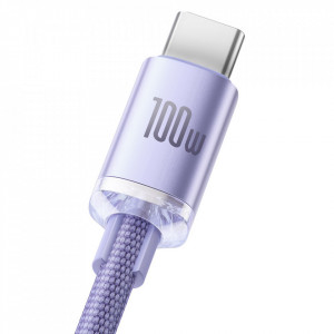 Кабел за зареждане и данни BASEUS Crystal Shine USB Type A към USB Type C с бързо зареждане 100W 1.2m (CAJY000405) лилав - Img 9