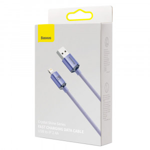 Кабел за зареждане и данни BASEUS Crystal Shine USB Type A към Lightning с бързо зареждане 2.4A 1.2m лилав (CAJY000005) - Img 5