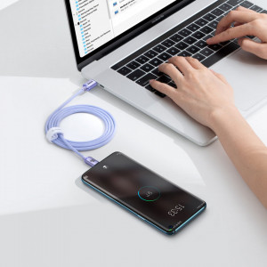 Кабел за зареждане и данни BASEUS Crystal Shine USB Type C към USB Type C с бързо зареждане 100W 1.2m (CAJY000605) лилав - Img 9