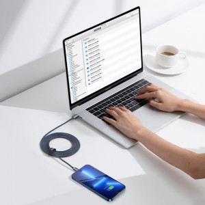 Кабел за зареждане и данни BASEUS Crystal Shine USB Type C към Lightning с бързо зареждане 20W 2m черен (CAJY000301) - Img 9