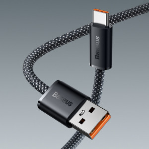Кабел за зареждане и данни BASEUS Dynamic USB Type A към USB Type C 100W 1m сив (CALD000616) - Img 12