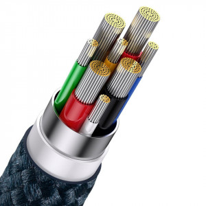 Кабел за зареждане и данни BASEUS Flash II USB Type C / USB Type A към Lightning / USB Type C / micro USB 100W 1.5m (CASS030203) син - Img 6