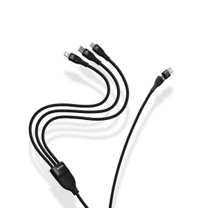 Кабел за зареждане и данни BASEUS Flash II USB Type C / USB Type A към USB Type C / Lightning / micro USB 100W 1.2m черен (CASS030101) - Img 7