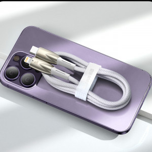 Кабел за зареждане и данни BASEUS Glimmer USB Type A към USB Type C с бързо зареждане 100W 480Mb/s 1m бял - Img 16