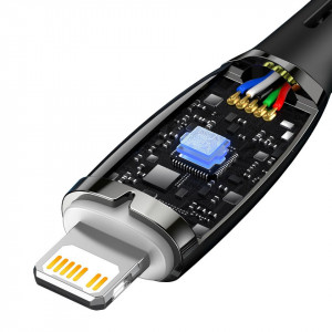 Кабел за зареждане и данни BASEUS Glimmer USB Type C към Lightning с бързо зареждане 480Mb/s Power Delivery 20W 2m черен - Img 7