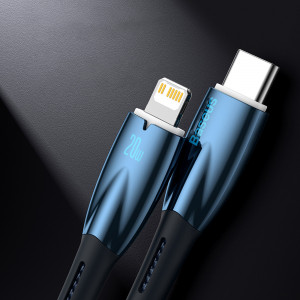 Кабел за зареждане и данни BASEUS Glimmer USB Type C към Lightning с бързо зареждане 480Mb/s Power Delivery 20W 2m черен - Img 17