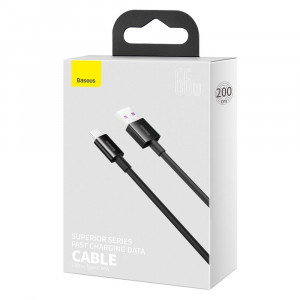 Кабел за зареждане и данни BASEUS Superior USB Type A към USB Type C 66 W 11V 6A Huawei SuperCharge SCP 2m черен (CATYS-A01) - Img 5