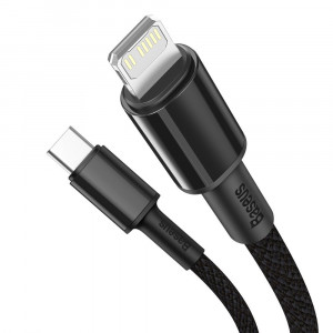 Кабел за зареждане и данни BASEUS USB Type C към Lightning с бързо зареждане Power Delivery 20 W 2m черен (CATLGD-A01) - Img 3