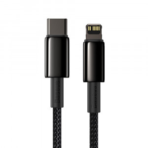 Кабел за зареждане и данни BASEUS USB Type C към Lightning Power Delivery с бързо зареждане 20 W 1m черен (CATLWJ-01) - Img 2