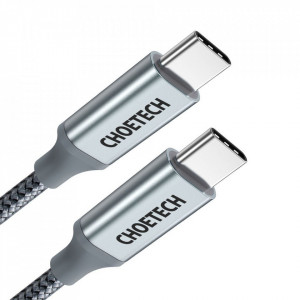Кабел за зареждане и данни CHOETECH USB Type C към USB Type C Power Delivery 100W 1.8m сив - Img 3