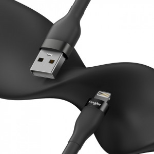 Кабел за зареждане и данни RINGKE USB Type A към Lightning 480Mb/s 12W 1.2m черен (CB09963RS) - Img 2