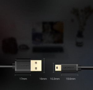 Кабел за зареждане и данни UGREEN USB Type A 2.0 към mini USB 5 Pin мъжко 1.5m черен - Img 14