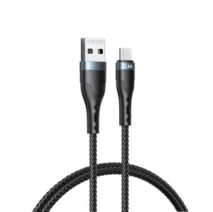 Кабел за трансфер на данни и зареждане REMAX USB Type A към micro USB 2.4A 1m черен (RC-C006) - Img 1