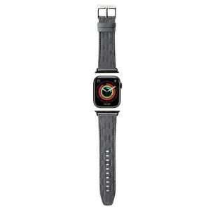 Каишка от еко кожа KARL LAGERFELD Saffiano Monogram - Apple Watch Ultra 49mm / Ultra 2 49mm / 45mm Series 9 / 45mm Series 8 / 45mm Series 7 / 44mm SЕ (2nd gen) / 44mm SE / 44mm Series 6 / 44mm Series 5 / 44mm Series 4 / 42mm Series 3 / 42mm Series 2 сребр