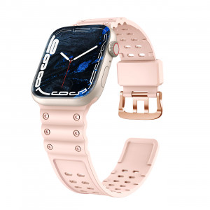 Каишка със стоманена закопчалка Triple Protection - Apple Watch 41mm Series 9 / 41mm Series 8 / 41mm Series 7 / 40mm Series 6 / 40mm SE / 40mm Series 5 / 40mm Series 4 / 38mm Series 3 / 38mm Series 2 / 38mm (1st gen) розов - Img 2