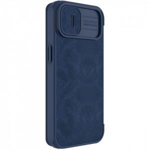 Калъф тип книга от еко кожа с подвижно покритие за камерата NILLKIN Qin Leather Pro - iPhone 14 Plus син - Img 4