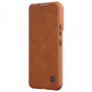 Калъф тип книга от еко кожа с подвижно покритие за камерата NILLKIN Qin Leather Pro - Samsung Galaxy S22+ кафяв - Img 4