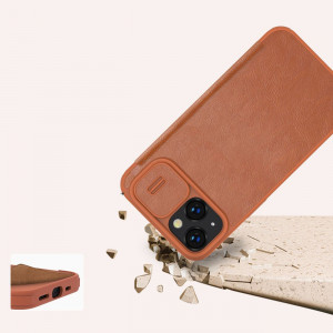 Калъф тип книга от еко кожа с подвижно покритие за камерата NILLKIN Qin Leather Pro - iPhone 14 Plus черен - Img 14