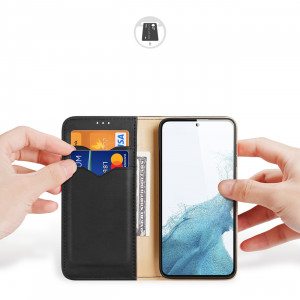 Калъф тип книга от естествена кожа DUX DUCIS Hivo със система против кражба - Samsung Galaxy S23+ черен - Img 2