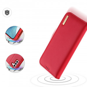 Калъф тип книга от естествена кожа DUX DUCIS Hivo със система против кражба - Samsung Galaxy S23+ червен - Img 4