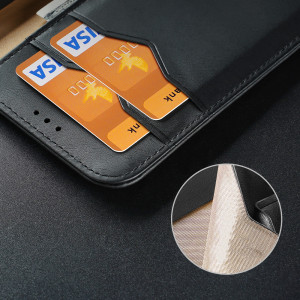 Калъф тип книга от естествена кожа DUX DUCIS Hivo със система против кражба - Samsung Galaxy S22+ син - Img 19