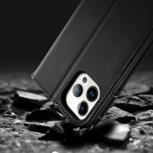 Калъф тип книга от естествена кожа DUX DUCIS Hivo със система против кражба - iPhone 14 Pro червен - Img 19