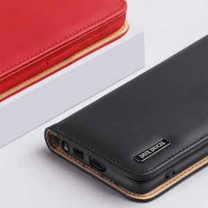 Калъф тип книга от естествена кожа DUX DUCIS Hivo със система против кражба - Samsung Galaxy S23+ кафяв - Img 18