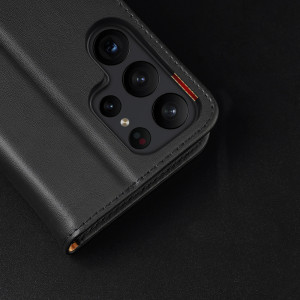 Калъф тип книга от естествена кожа DUX DUCIS Hivo със система против кражба - Samsung Galaxy S23 Ultra кафяв - Img 18