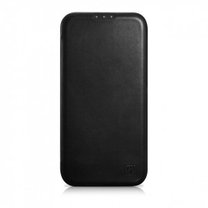 Калъф тип книга от естествена кожа iCARER CE Oil Wax Premium MagSafe - iPhone 14 Plus черен - Img 2