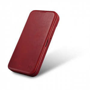 Калъф тип книга от естествена кожа iCARER CE Oil Wax Premium MagSafe - iPhone 14 Plus червен - Img 5