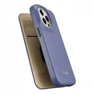 Калъф тип книга от естествена кожа iCARER CE Oil Wax Premium MagSafe - iPhone 14 Pro светлолилав - Img 10