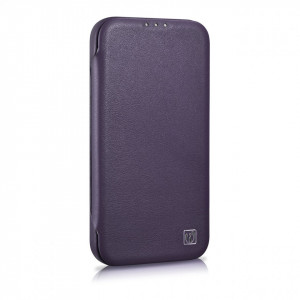 Калъф тип книга от естествена кожа iCARER CE Oil Wax Premium MagSafe - iPhone 14 Plus тъмнолилав - Img 5