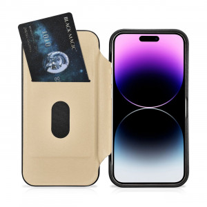 Калъф тип книга от естествена кожа iCARER CE Oil Wax Premium MagSafe - iPhone 14 Pro черен - Img 20