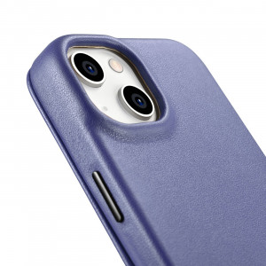 Калъф тип книга от естествена кожа iCARER CE Oil Wax Premium MagSafe - iPhone 14 Plus светлолилав - Img 14