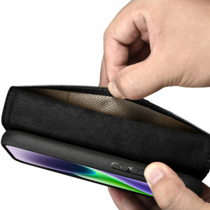 Калъф тип книга от естествена кожа iCARER Oil Wax Wallet 2в1 против кражба - iPhone 14 Plus черен - Img 10