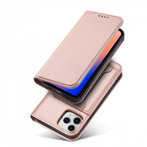 Калъф тип книга с външен джоб Magnet Card - iPhone 12 Pro Max розов - Img 3