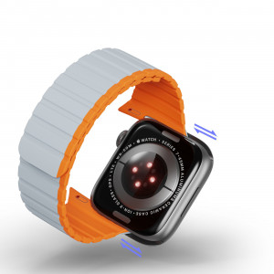 Магнитна каишка Dux Ducis LD - Apple Watch 41mm Series 9 / 41mm Series 8 / 41mm Series 7 / 40mm Series 6 / 40mm SE / 40mm Series 5 / 40mm Series 4 / 38mm Series 3 / 38mm Series 2 / 38mm (1st gen) сив / оранжев - Img 11