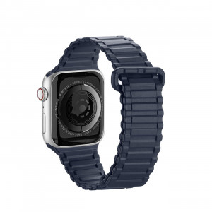 Магнитна силиконова каишка Dux Ducis Armor - Apple Watch 41mm Series 9 / 41mm Series 8 / 41mm Series 7 / 40mm Series 6 / 40mm SE / 40mm Series 5 / 40mm Series 4 / 38mm Series 3 / 38mm Series 2 / 38mm (1st gen) син - Img 2