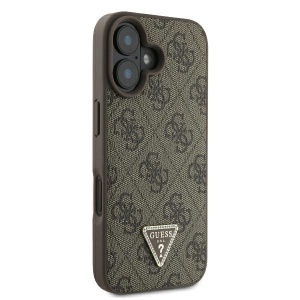 Оригилане Кожен Клаъф Guess Leather Metal Logo Strass Crossbody Case for iPhone 16 - кафяв - Img 4
