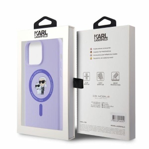 Оригилен Калъф Karl Lagerfeld Silicone Karl&amp;Choupette Heads Ring MagSafe Case for iPhone 15 Pro Max - Лилав - Img 5